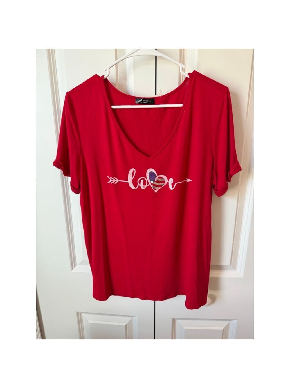 AVA JAMES Red Love Graphic Short Sleeve Tee XL